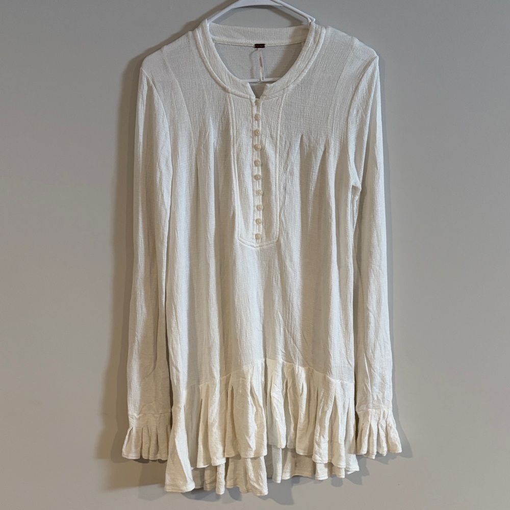 Free People Your Girl Button Front Tunic- Cream